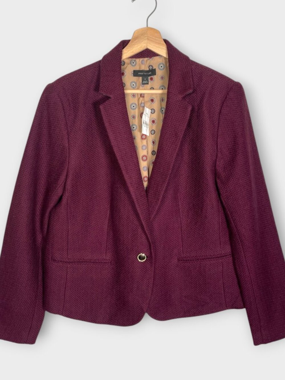 Ann Talylor Blazer Sz 14 Plum Fully Lined Corpcore Office Siren